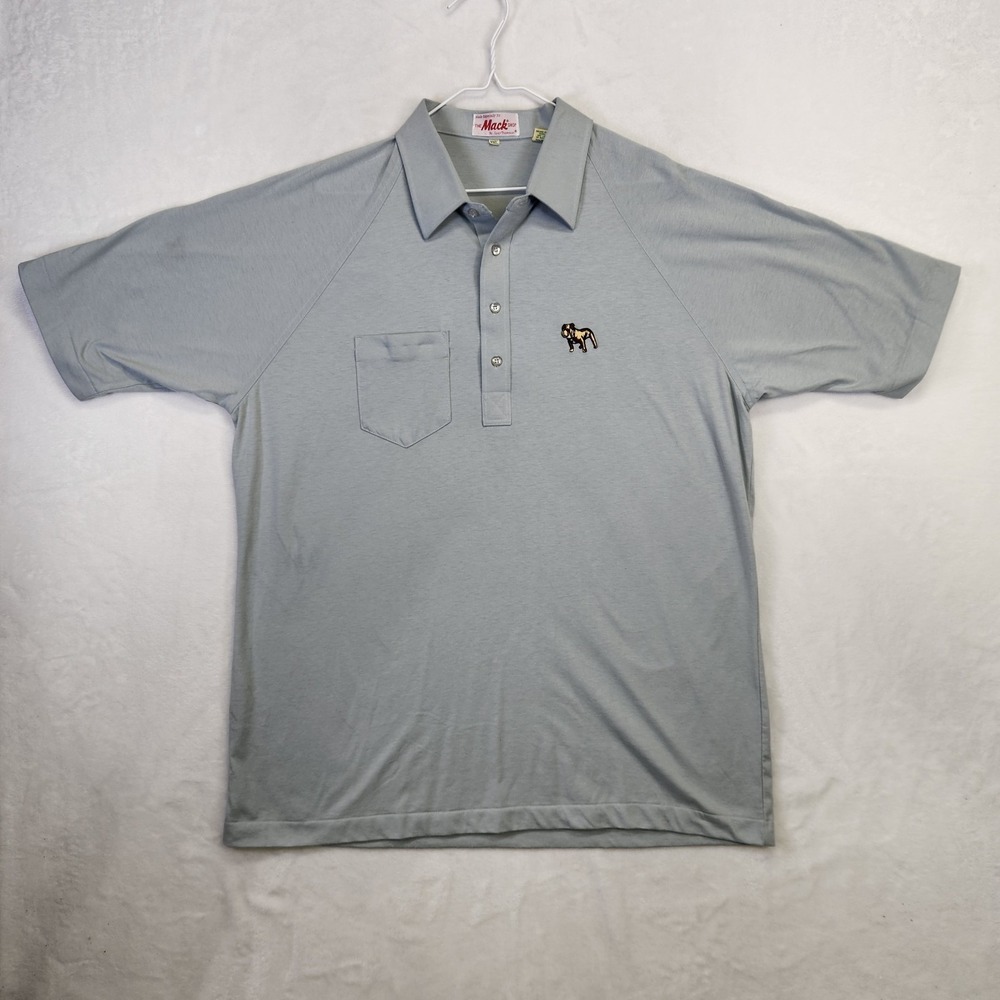 Vtg Mack Truck Bulldog Polo Shirt XXL Light Blue‎ The Mack Shop 90s USA